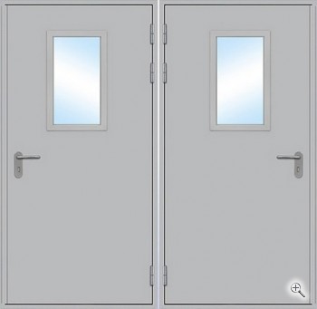Противопожарная дверь серого цвета с прямоугольным стеклом - купить от производителя Мосдвери Противопожарная дверь серого цвета с прямоугольным стеклом