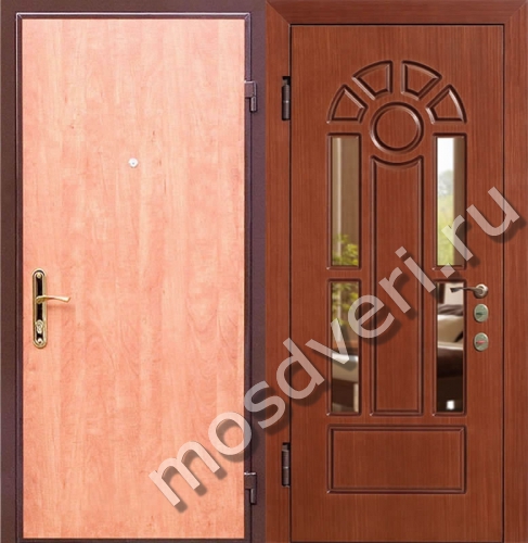 Светлая ламинированная входная дверь с зеркалом ВДЗ-857 - купить от производителя Мосдвери Светлая ламинированная входная дверь с зеркалом ВДЗ-857